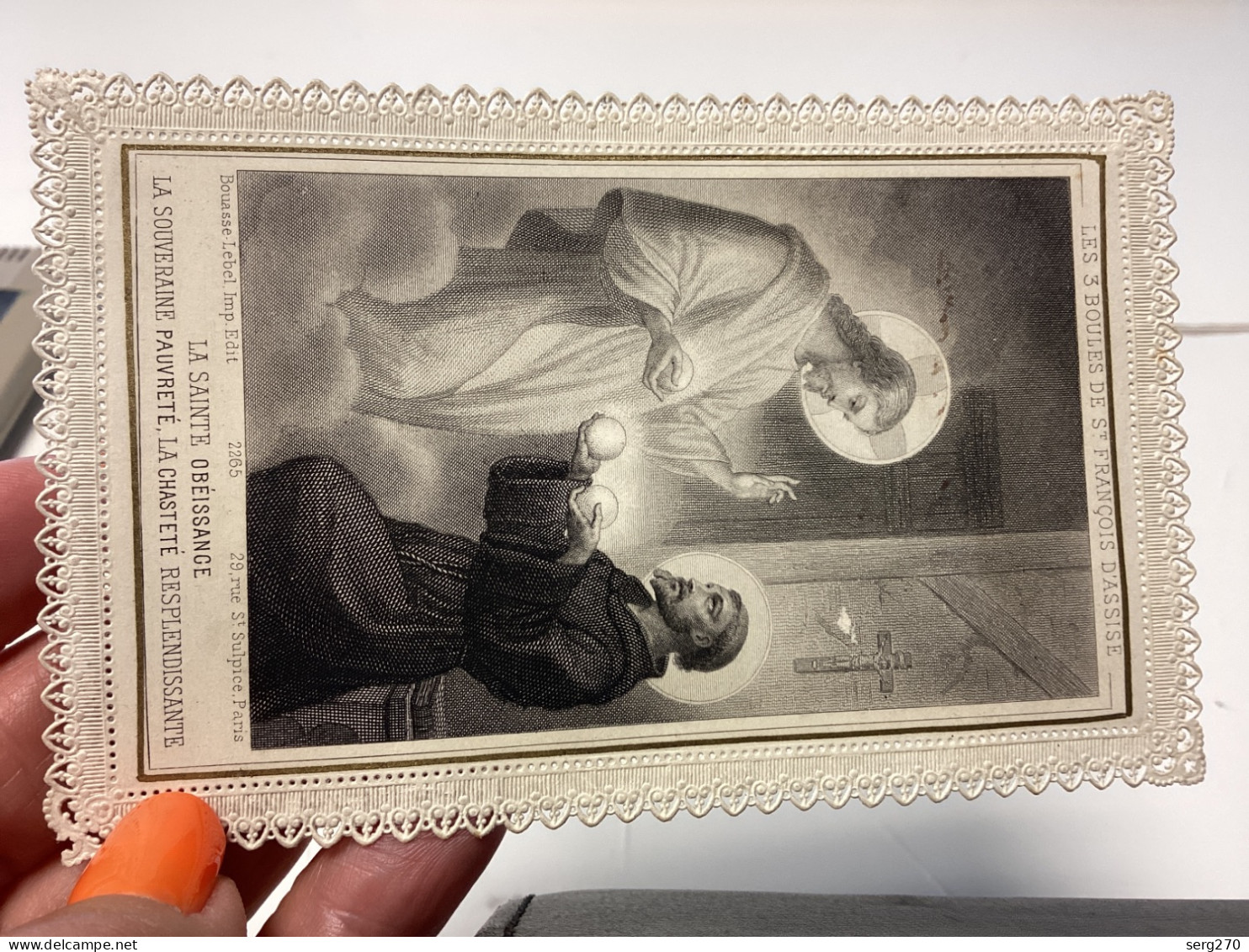 Image, Pieuse  Religieuse, 1900 Dentelle Dentelé LA SAINTE OBÉISSANGE LA SOUVERAINE PAUVRETÉ, LA CHASTETÉ RESPLENDISSANT - Images Religieuses
