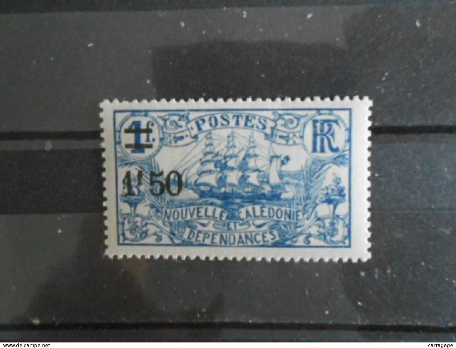 NOUVELLE-CALEDONIE YT 135 VOILIER  1f50 S.1f. Bleu* - Unused Stamps