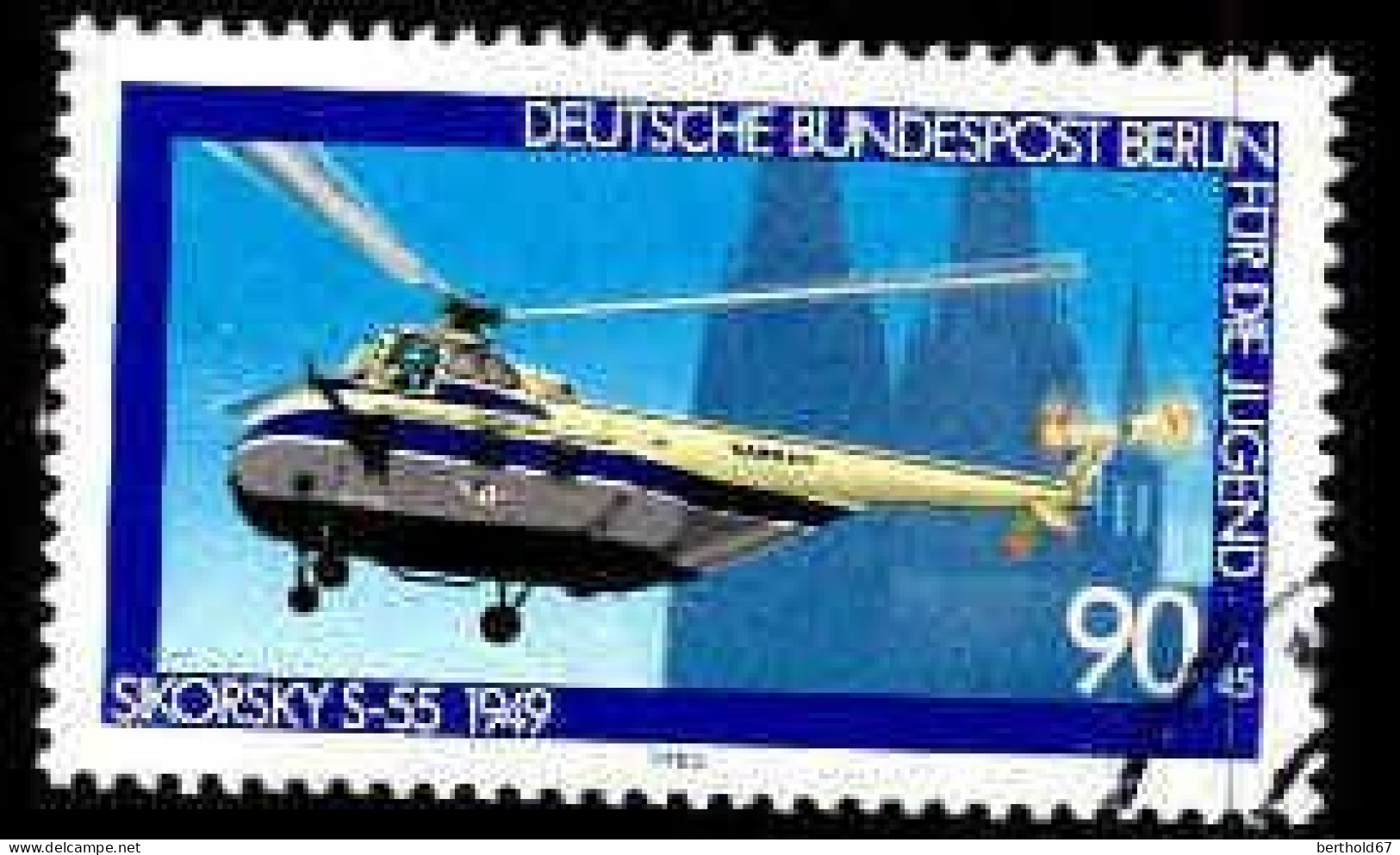 Berlin Poste Obl Yv:581 Mi:620 Für Die Jugend Sikorsky S-55 Hélicoptère (cachet Rond) (Thème) - Flugzeuge