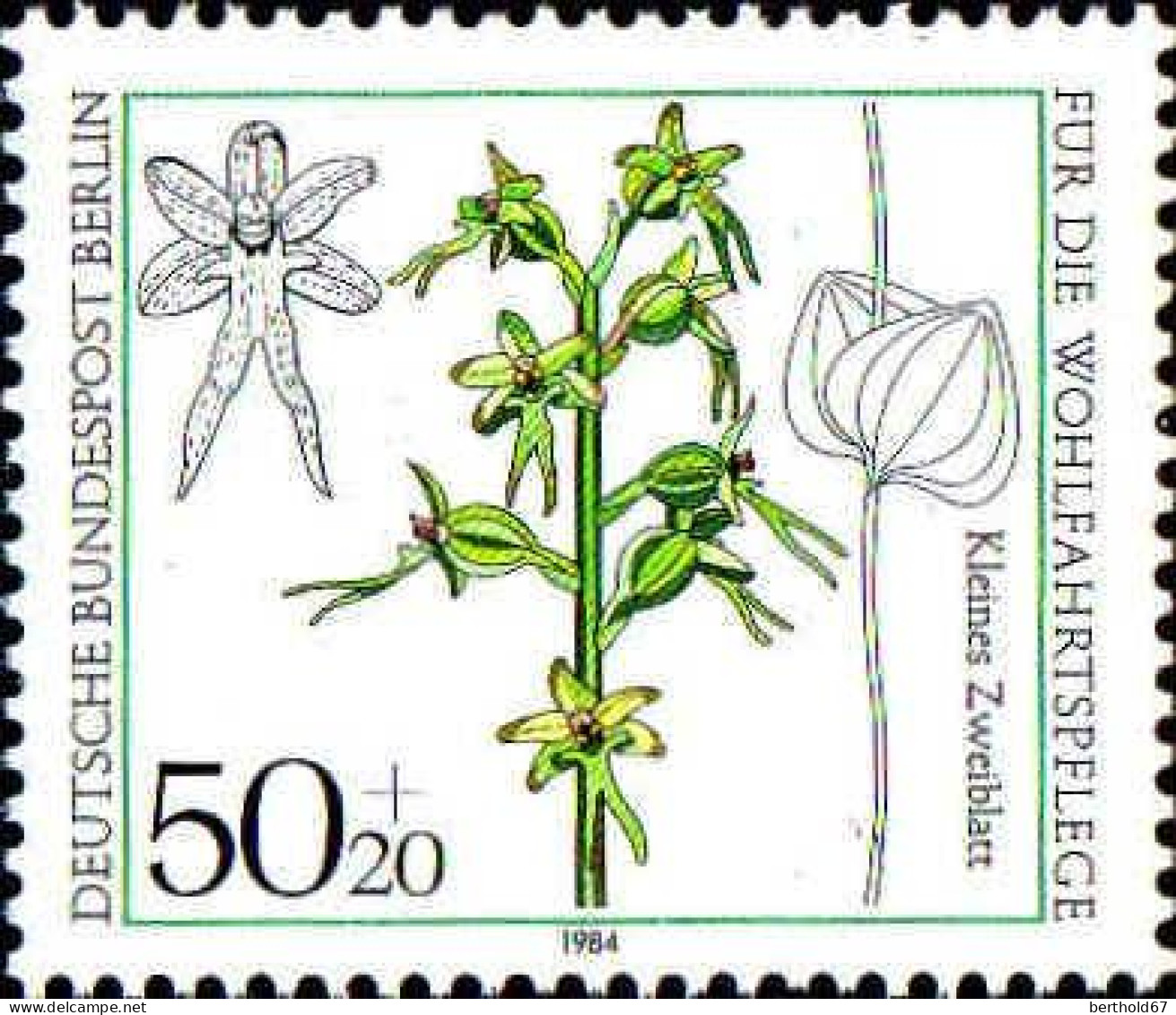 Berlin Poste N** Yv:685 Mi:724 Kleines Zweiblatt Listera Cordata (Thème) - Orchidées