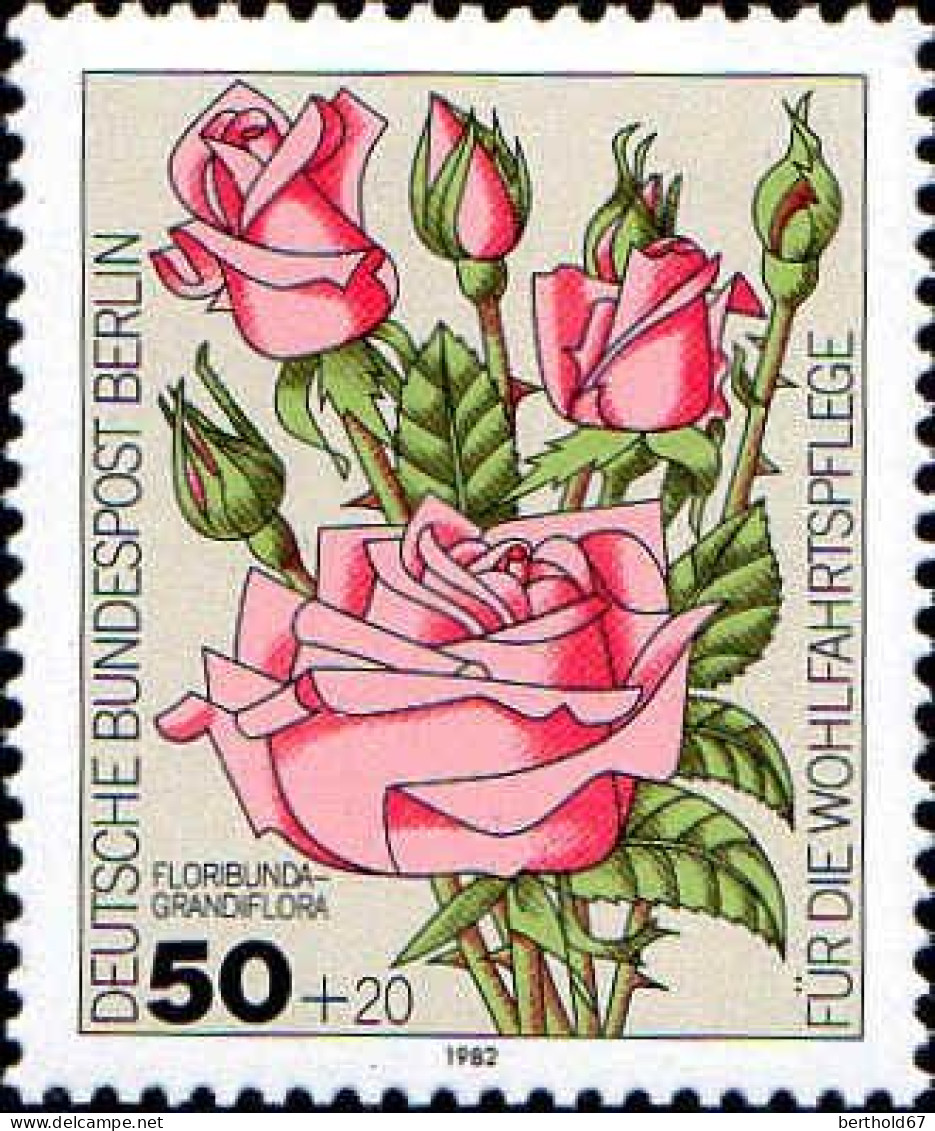 Berlin Poste N** Yv:641 Mi:680 Floribunda Grandiflora (Thème) - Rose