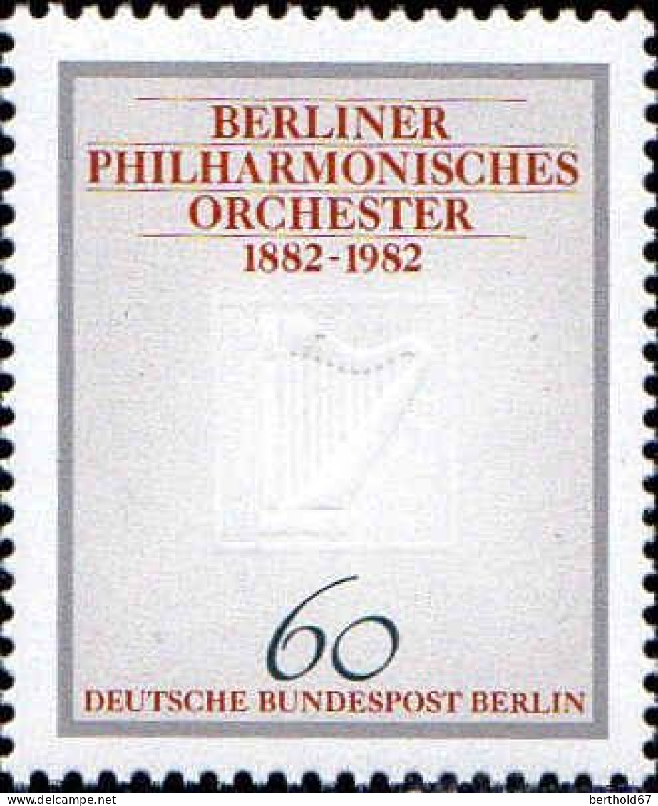 Berlin Poste N** Yv:627 Mi:666 Berliner Philharmonikes Orchester Harpe (Thème) - Musique