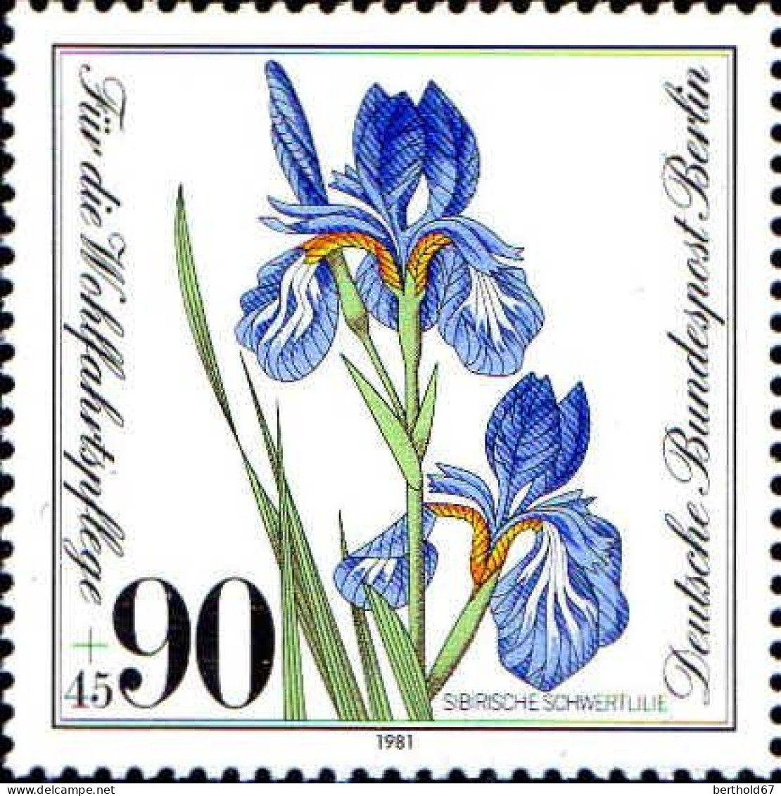 Berlin Poste N** Yv:614 Mi:653 Sibirische Schwertlilie Iris Sibirica (Thème) - Andere & Zonder Classificatie