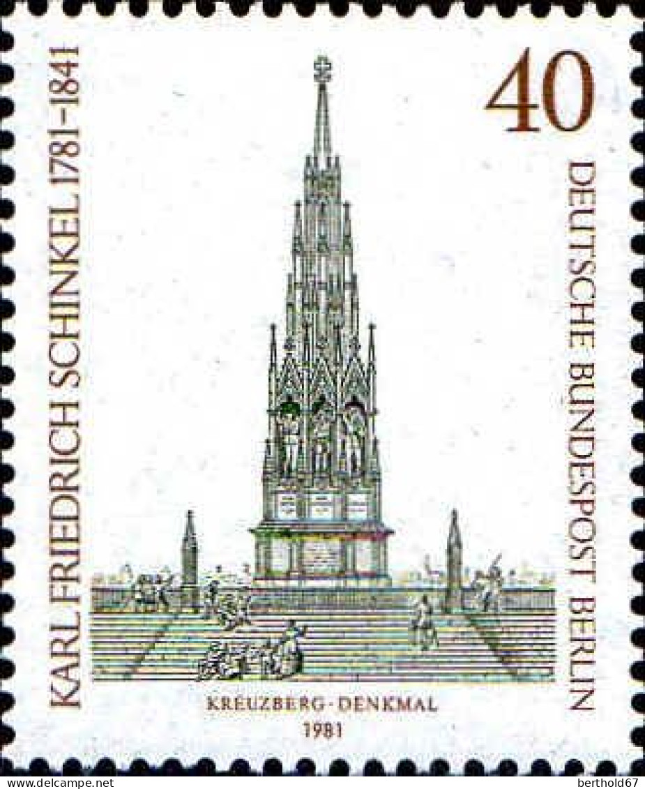 Berlin Poste N** Yv:601 Mi:640 Karl Friedrich Schinkel Kreuzberg-Denkmal (Thème) - Denkmäler