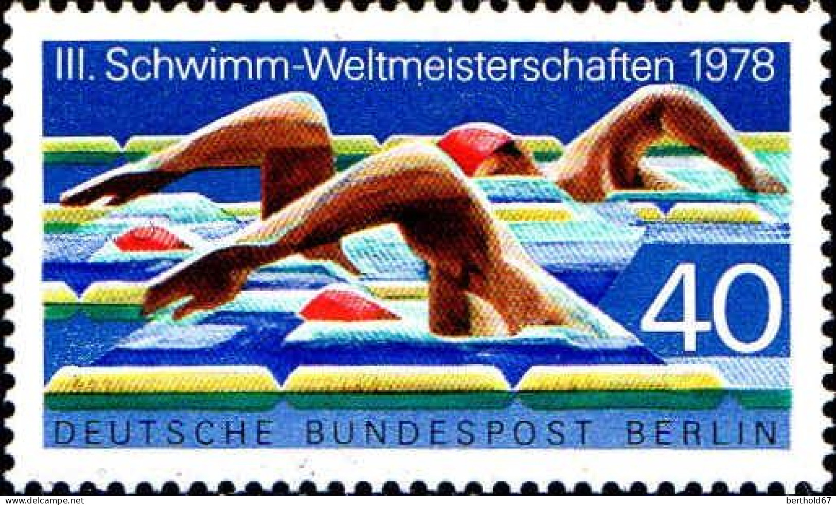 Berlin Poste N** Yv:533 Mi:571 3.Schwimm-Weltmeisterschaften (Thème) - Schwimmen