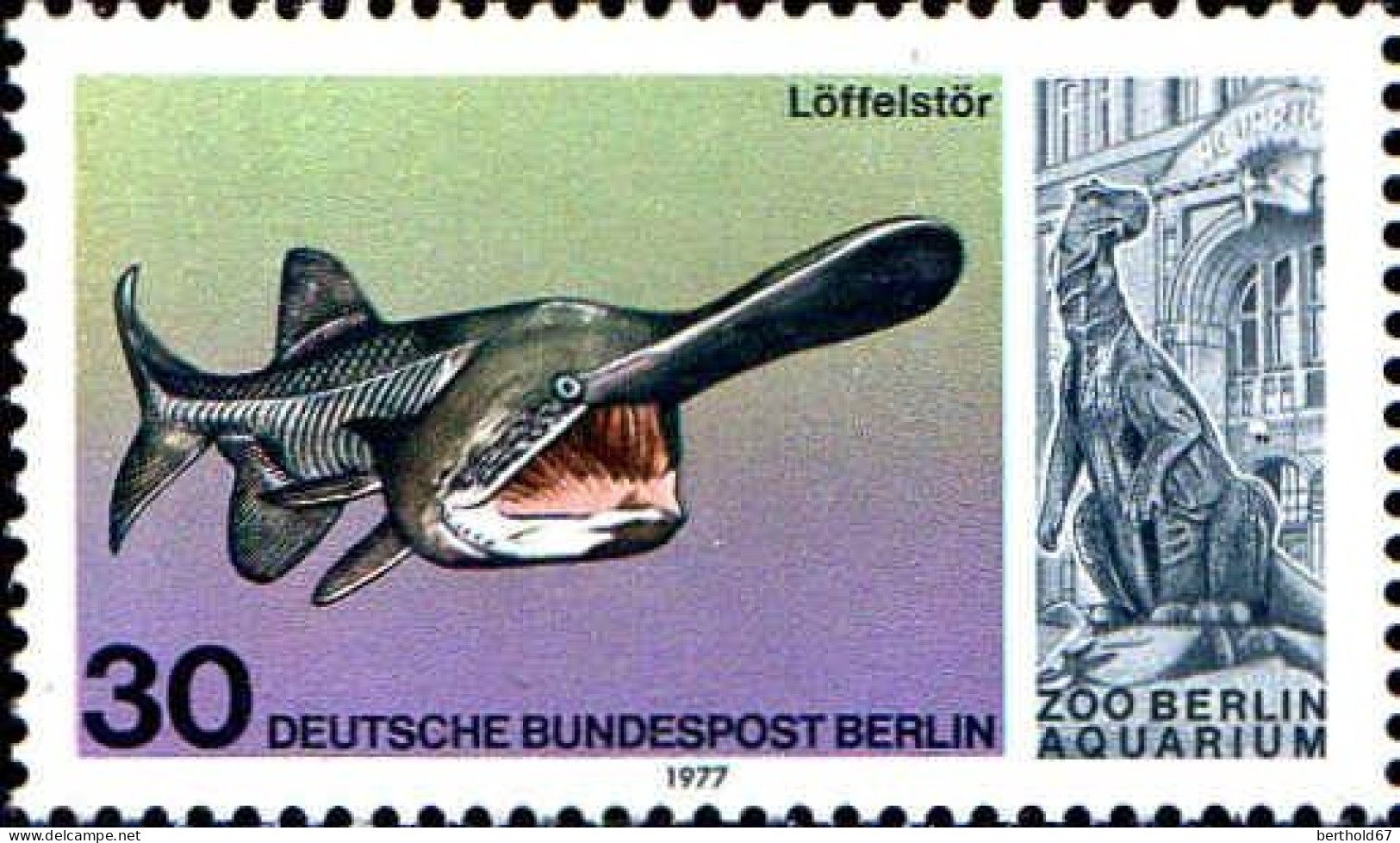 Berlin Poste N** Yv:515 Mi:553 Polyodon Spathula (Thème) - Fische