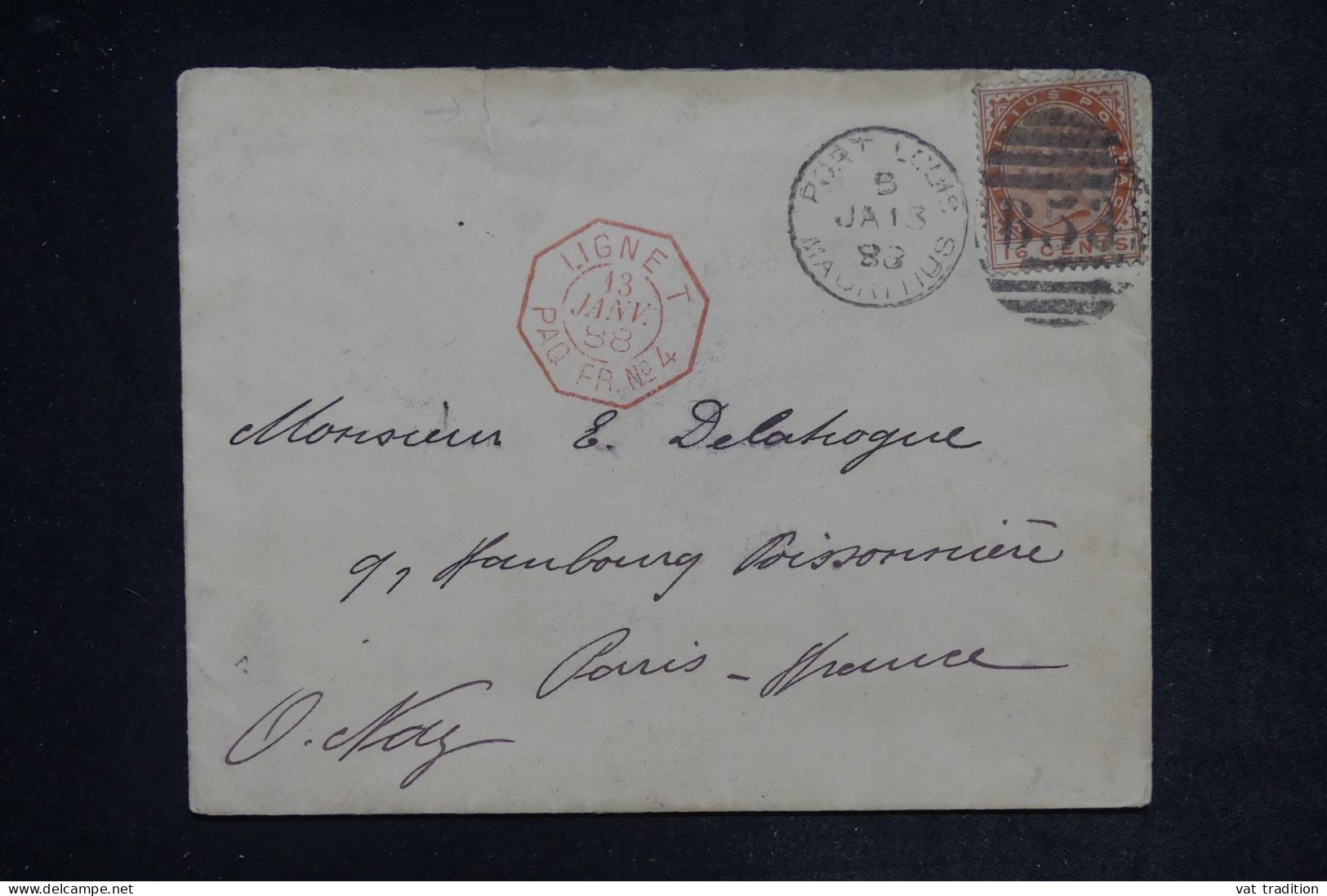 MAURICE -  Enveloppe De Port Louis Pour La France En 1888 Avec Cachet De Ligne Maritime - L 152457 - Mauritius (...-1967)