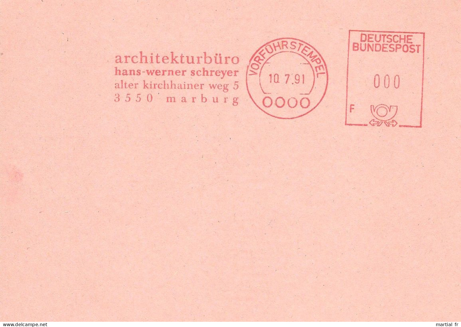 EMA SPECIMEN ALLEMAGNE DEUTSCHLAND ARCHITECTURE ARCHITECTE ARCHITEKT ARCHITEKTUR SCHREYNER MARBURG 3550 - Other & Unclassified