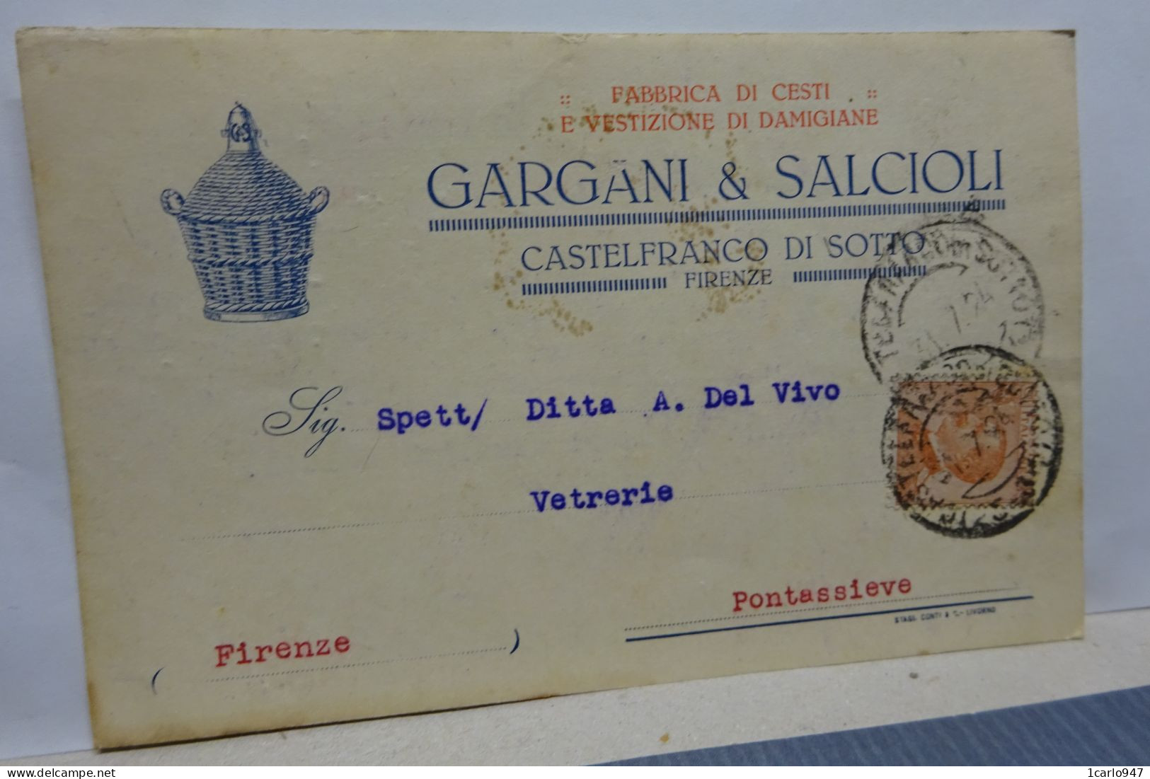 CASTELFRANCO DI SOTTO   ---  PISA  --  GARGANI  &  SALCIOLI -- FABBRICA CESTI E DAMIGIANE - Pisa