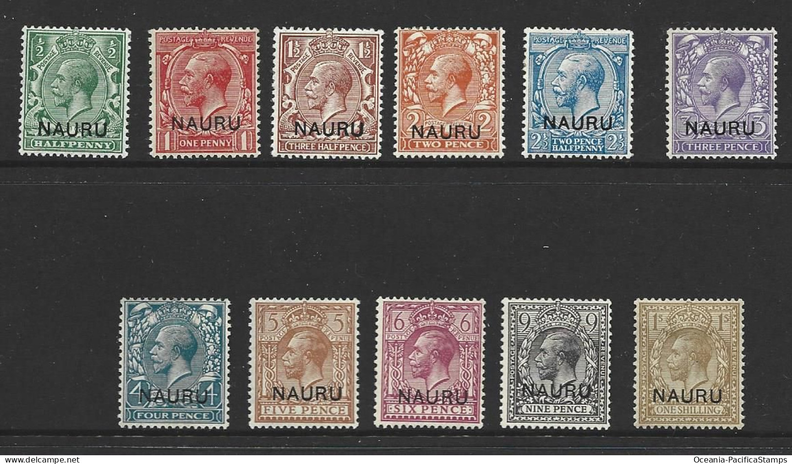 Nauru 1916 - 1923 Overprints At Base On KGV Set Of 11 To 1 Shilling FM , Several Are Mint No Gum - Nauru