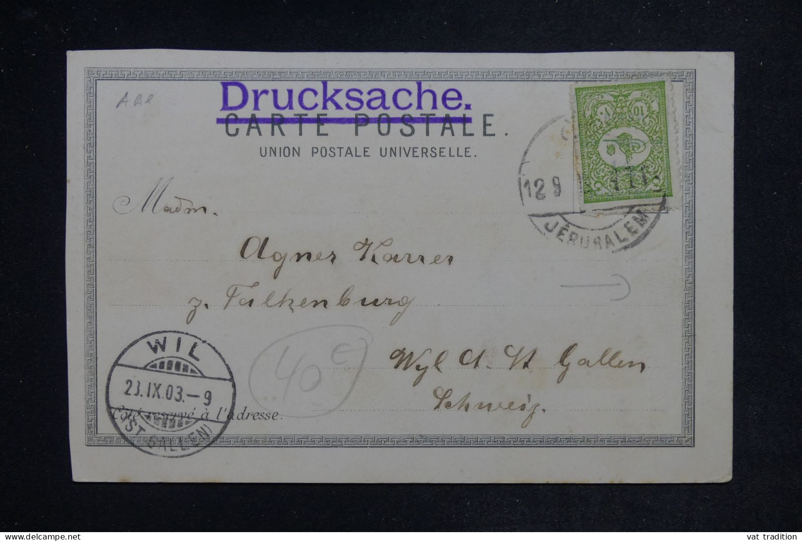 TURQUIE - Affranchissement Ottoman De Jérusalem Sur Carte Postale ( Jericho ) Pour La Suisse En 1903  - L 152459 - Covers & Documents