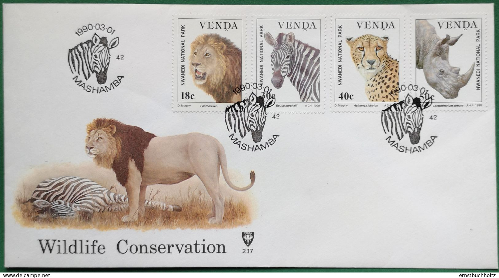 Venda 1990 FDC Wildlife Conservation Mi 200/203 + SSt Zebra - Venda