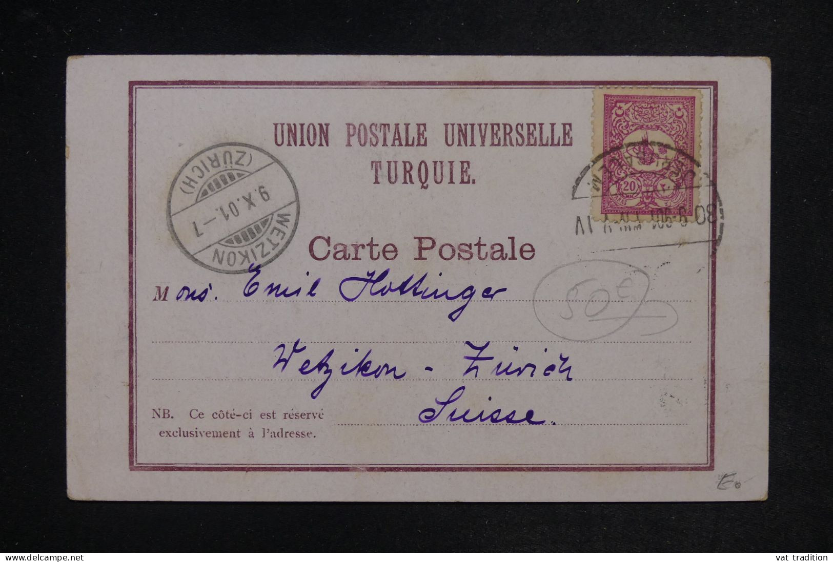 TURQUIE - Affranchissement Ottoman De Jérusalem Sur Carte Postale Pour La Suisse En 1901  - L 152460 - Briefe U. Dokumente