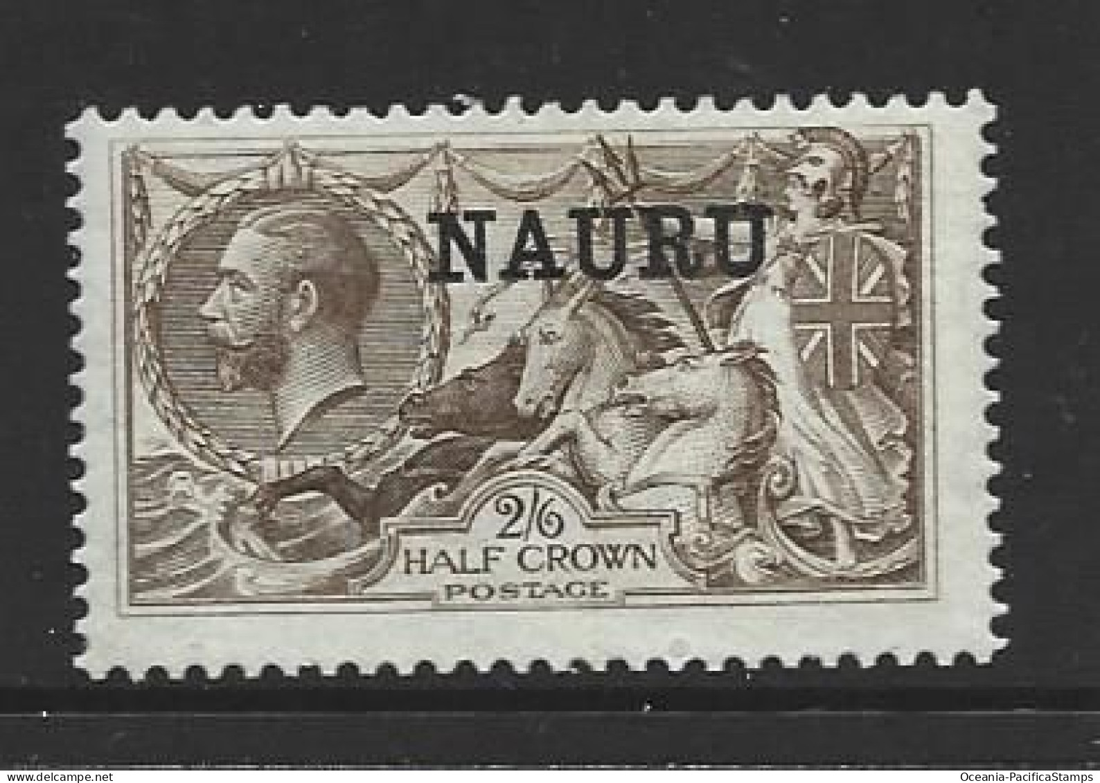 Nauru 1916 - 1923 Overprint On 2/6 KGV Seahorse MLH - Nauru