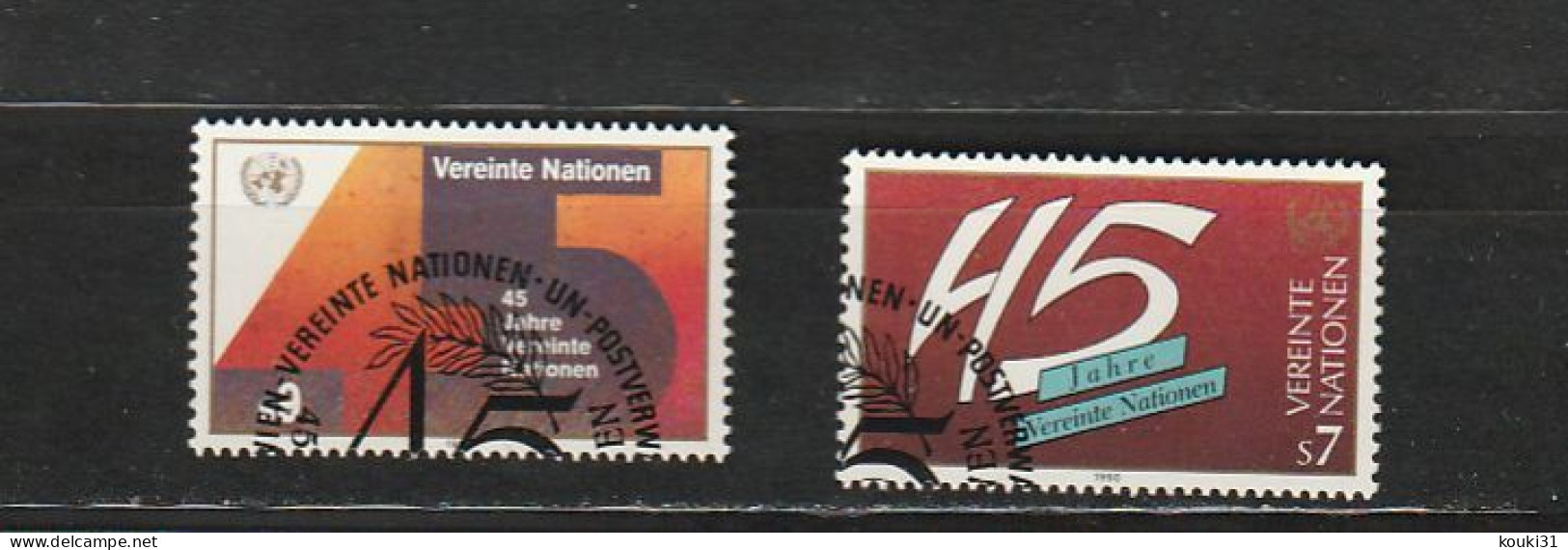 Nations Unies (Vienne) YT 108/9 Obl : 45ème Anniversaire De L'ONU - 1990 - Usati