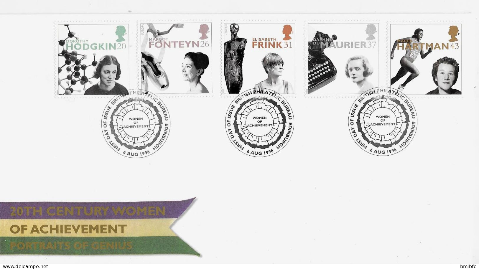 1996 GB FDC 20 TH CENTURY WOMEN OF ACHIEVEMENT PORTRAITS OF GENIUS - 1991-2000 Dezimalausgaben