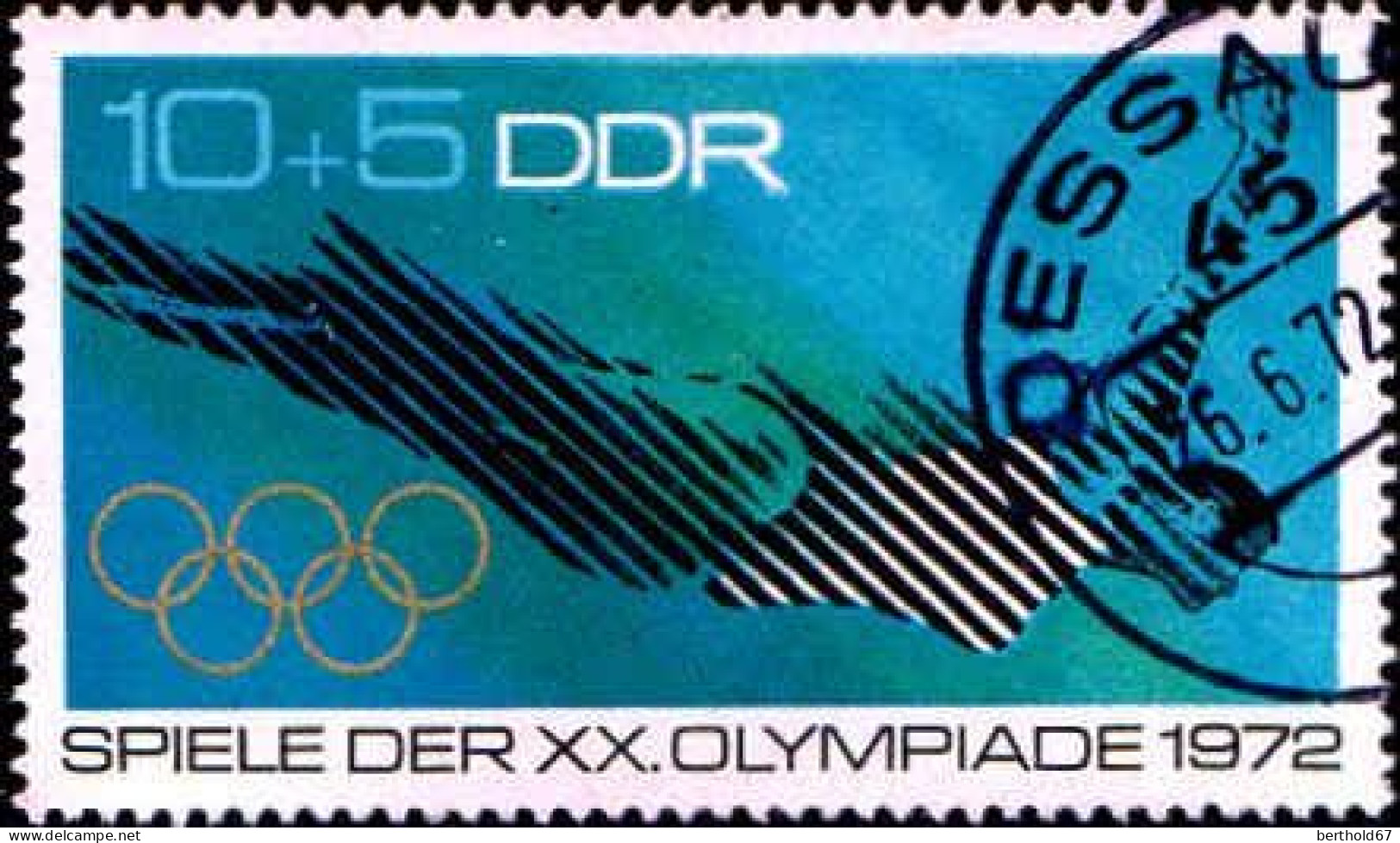 Rda Poste Obl Yv:1441 Mi:1754 XX.Olympiade Munich Plongeon (TB Cachet à Date) - Usati