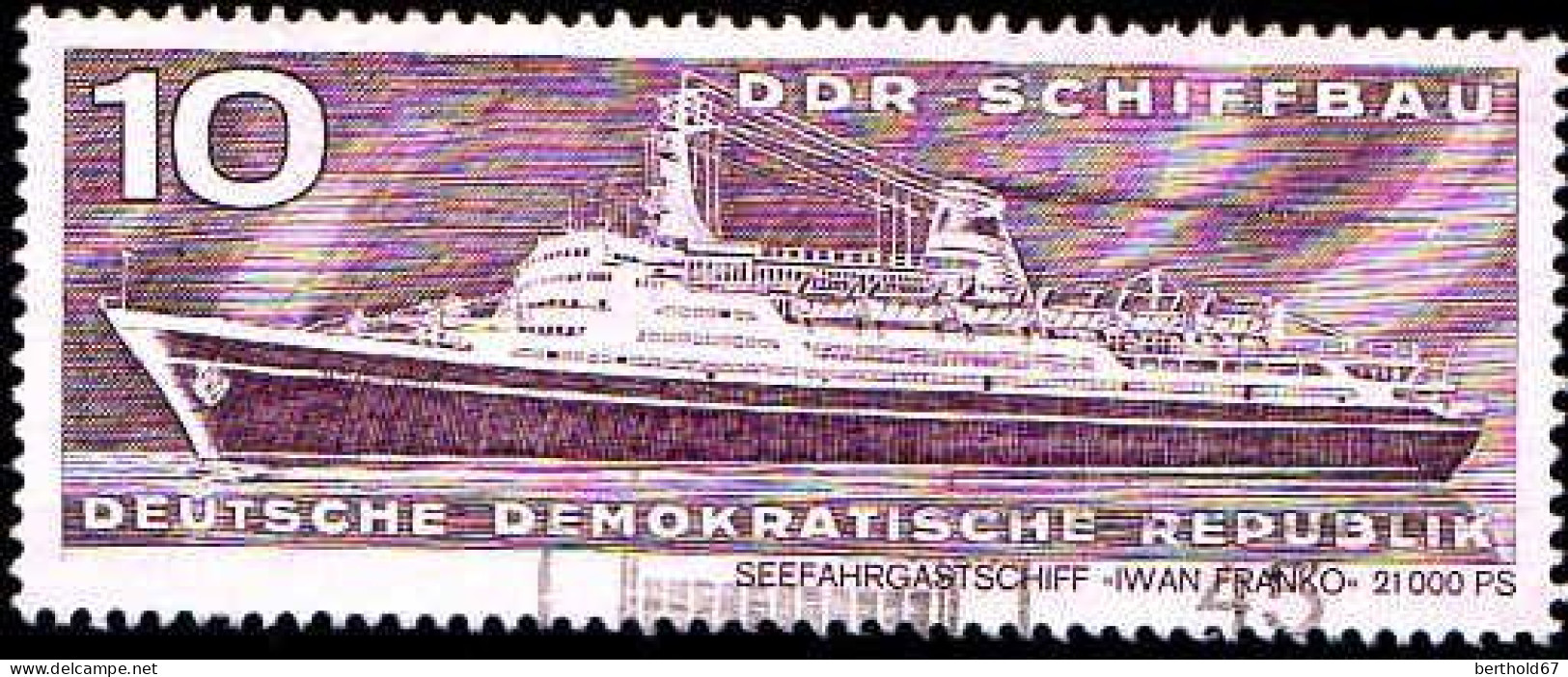 Rda Poste Obl Yv:1386 Mi:1693 Seefahrschiff Ivan Franko 21000PS (cachet Rond) - Oblitérés
