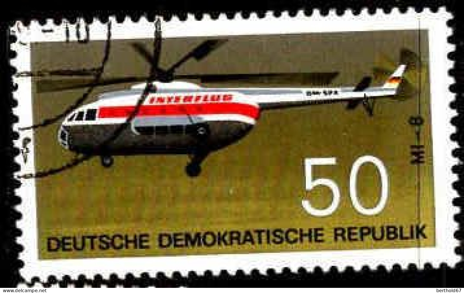 Rda Poste Obl Yv:1220 Mi:1527 Helicoptère MI-8 (Beau Cachet Rond) - Used Stamps