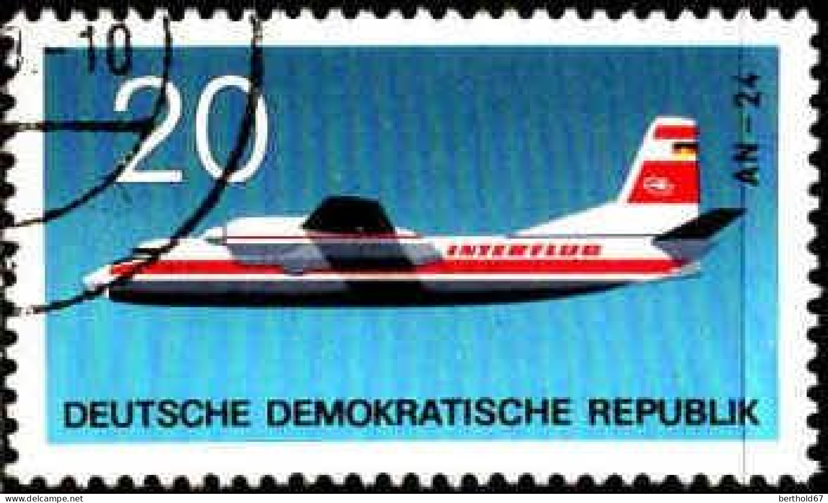 Rda Poste Obl Yv:1217 Mi:1524 Antonov AN24 (TB Cachet Rond) - Gebraucht