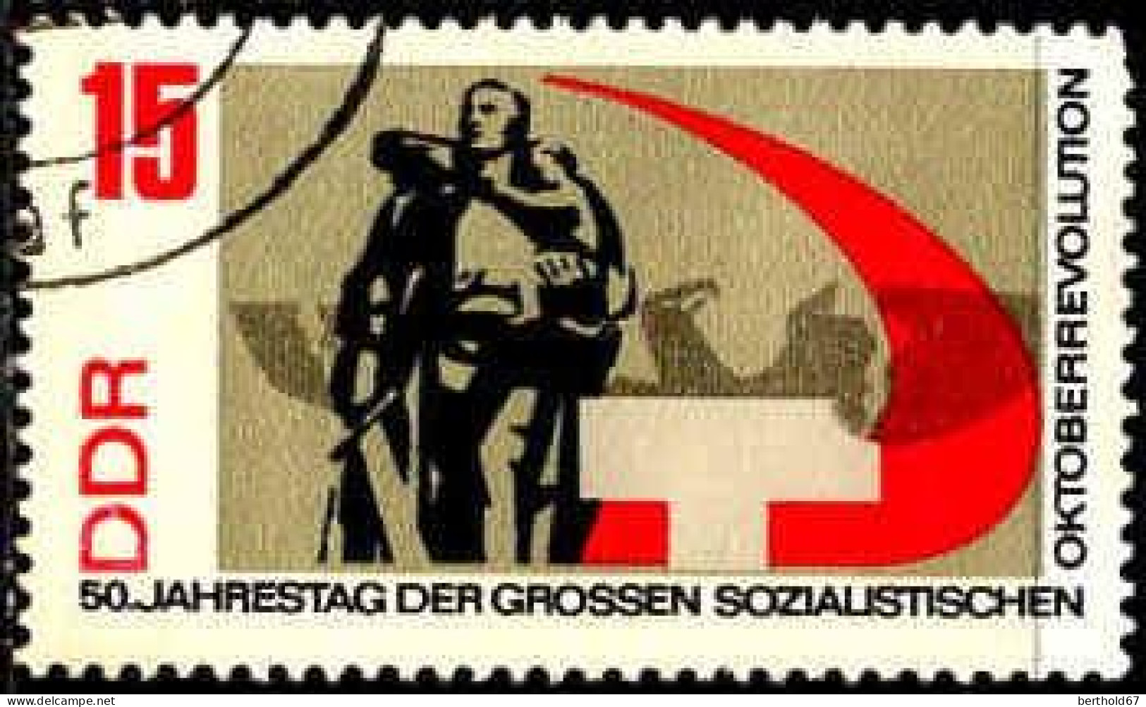 Rda Poste Obl Yv:1011 Mi:1314A 50.Jahrestag Oktoberrevolution (Beau Cachet Rond) - Gebruikt