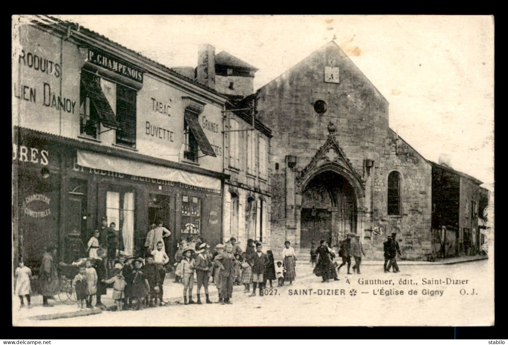 52 - SAINT-DIZIER - L'EGLISE DE GIGNY - EPICERIE-TABAC-BUVETTE P. CHAMPENOIS - Saint Dizier