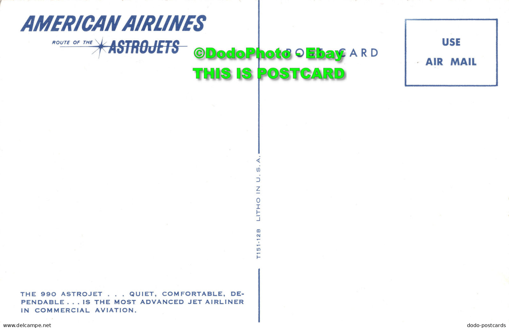 R417548 American Airlines. 990. Astrojet. Litho - Wereld