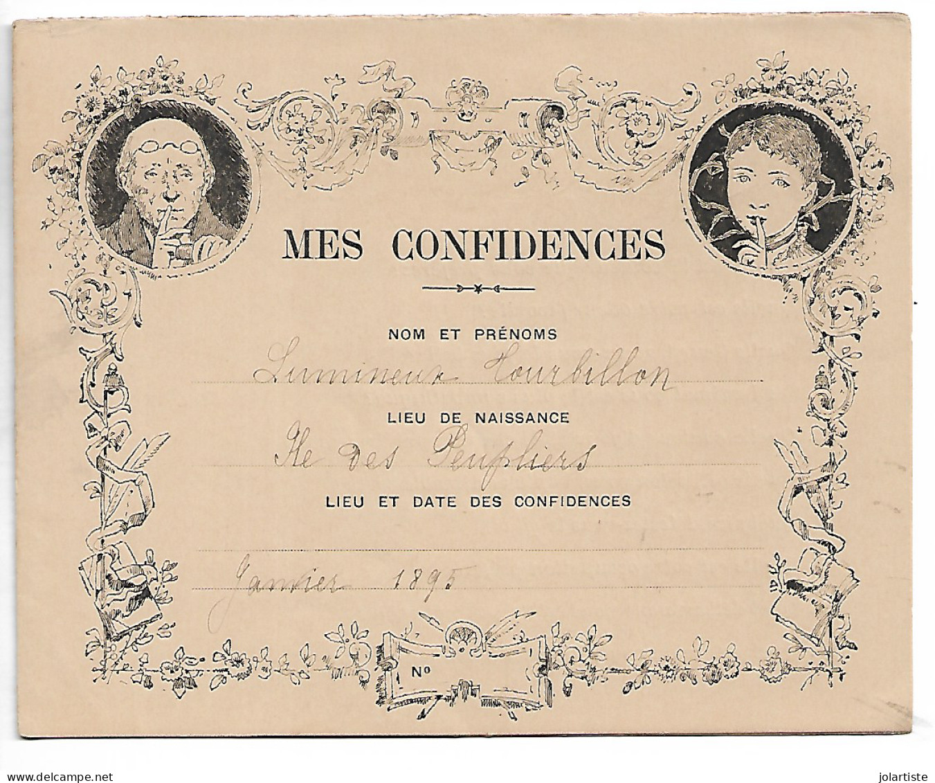 Ile Des Peupliers  ( 60) 1895 Mes Confidences De L TOURBILLON De  8 Pages Et Autographe Clas 5 N0174 - Other & Unclassified