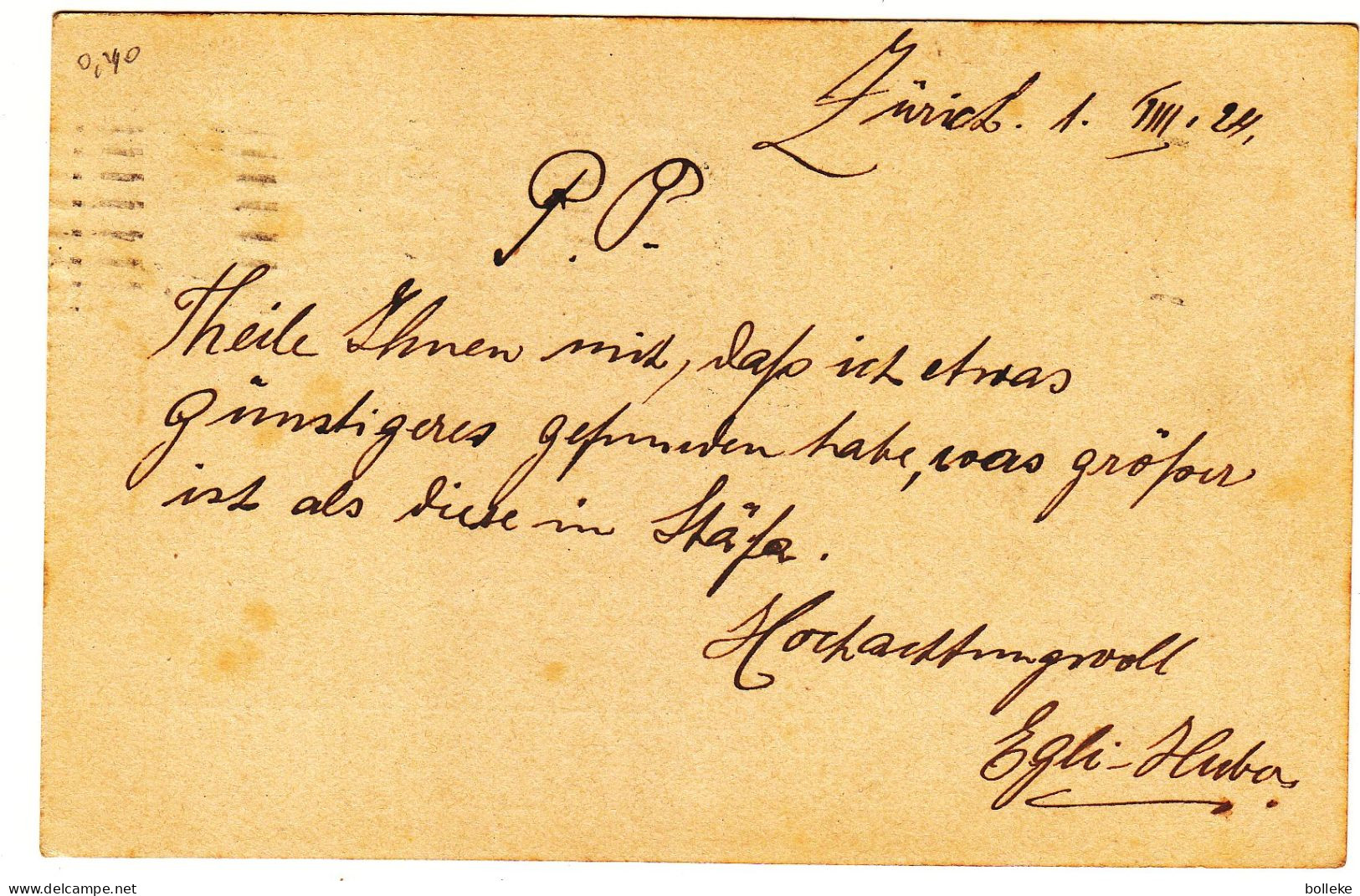 Suisse - Carte Postale De 1924 - Entier Postal - Oblit Zürich - Exp Vers Stäfa - - Briefe U. Dokumente