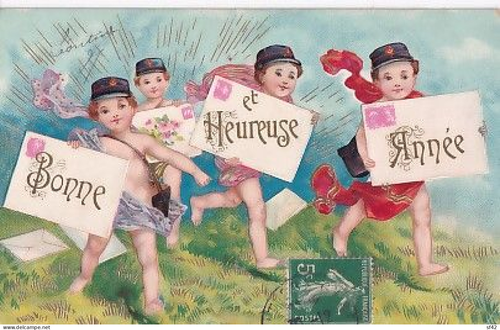 4 PETITS FACTEURS     CARTE EN RELIEF           JC 1608 - New Year