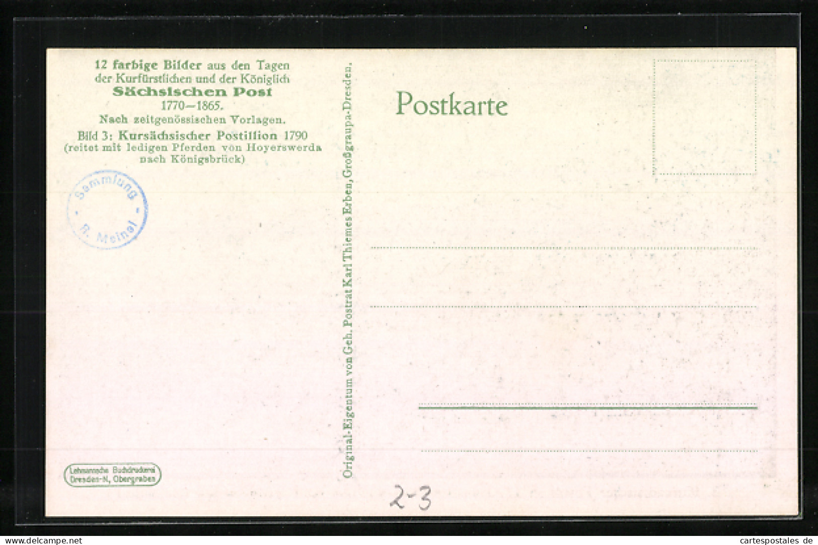 Künstler-AK Kursächsischer Postillon 1790, Reitet Mit Ledigen Pferden Von Hoyerswerda Nach Königsbrück  - Postal Services