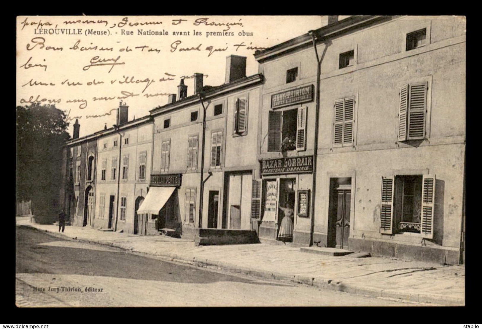 55 - LEROUVILLE - RUE NATIONALE - BAZAR LORRAIN JURY-THIRION EDTEUR DE CARTES POSTALES - Lerouville