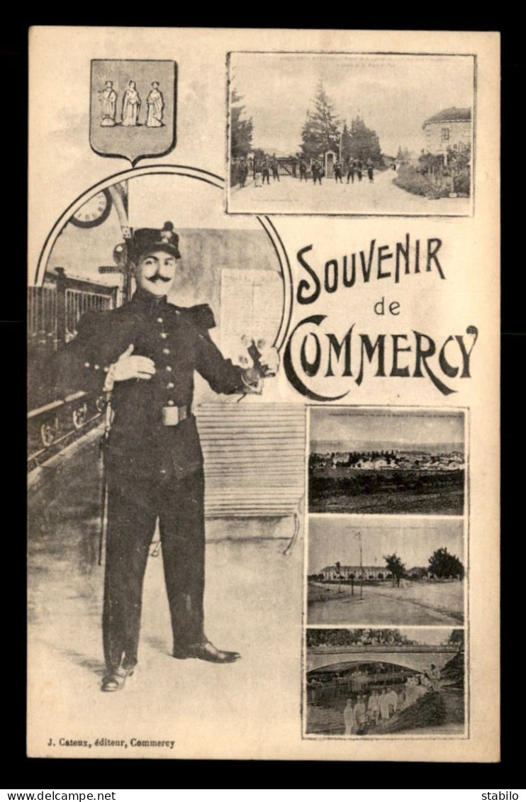 55 - COMMERCY - SOUVENIR - VUES ET SOLDAT - EDITEUR CATEUX - Commercy