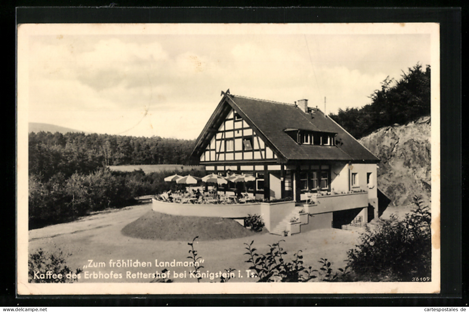 AK Königstein I. Ts., Kaffee Des Erbhofes Rettershof, Zum Fröhlichen Landmann  - Königstein