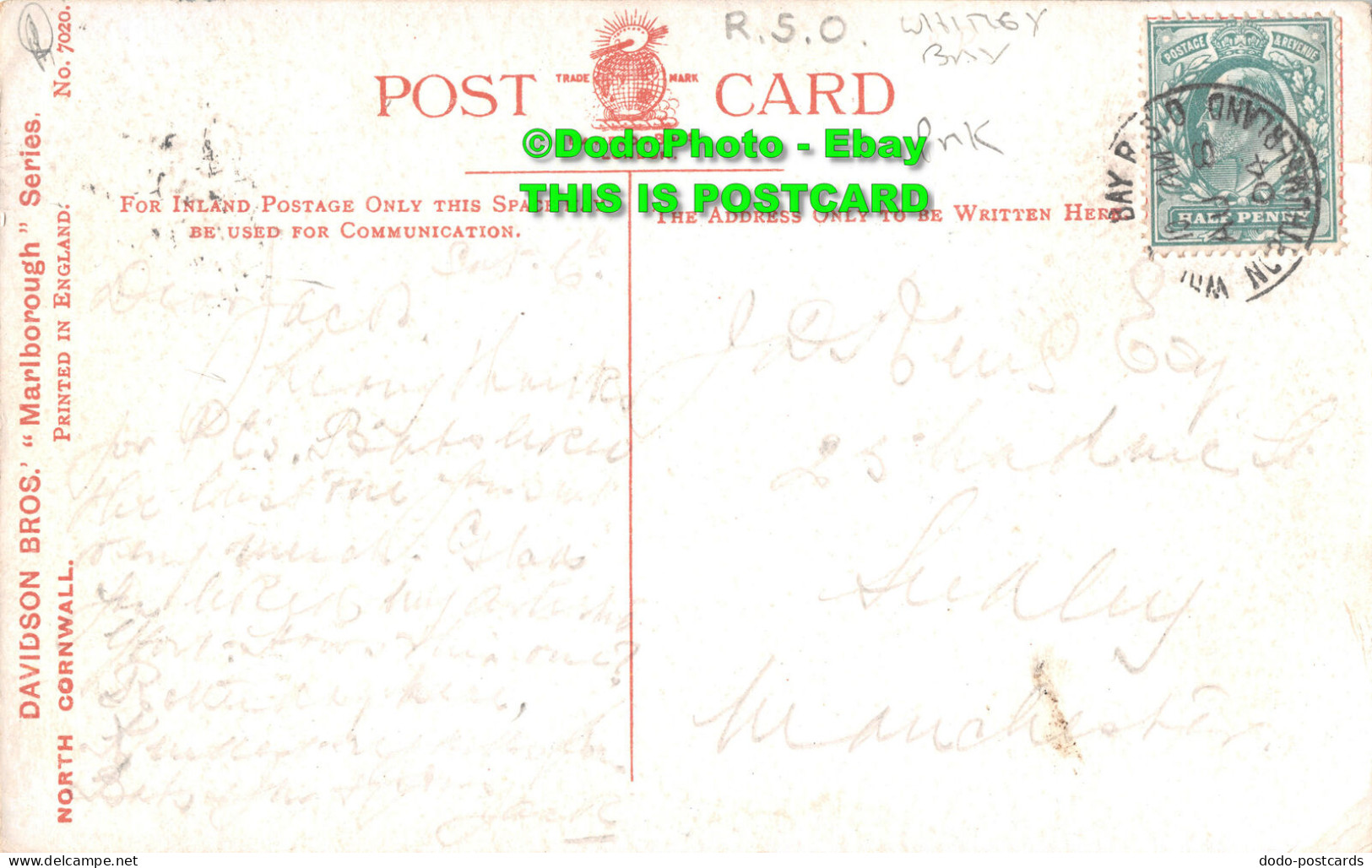 R417633 Tintagel. Davidson Bros. Marlborough Series. No. 7020. 1904 - Monde