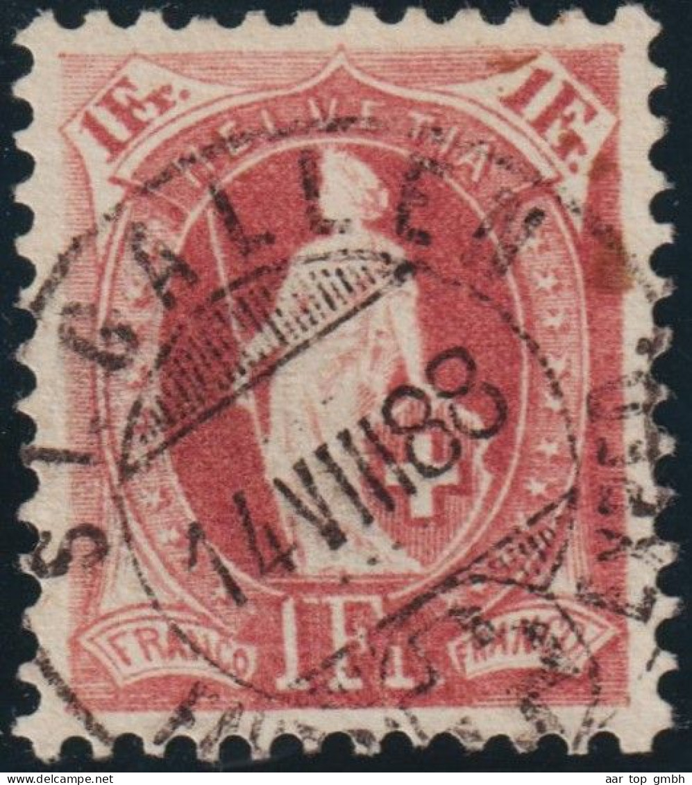 Schweiz Stehende Helvetia 1 Fr. SBK#71A Vollstempel St.Gallen 1888-08-14 - Oblitérés
