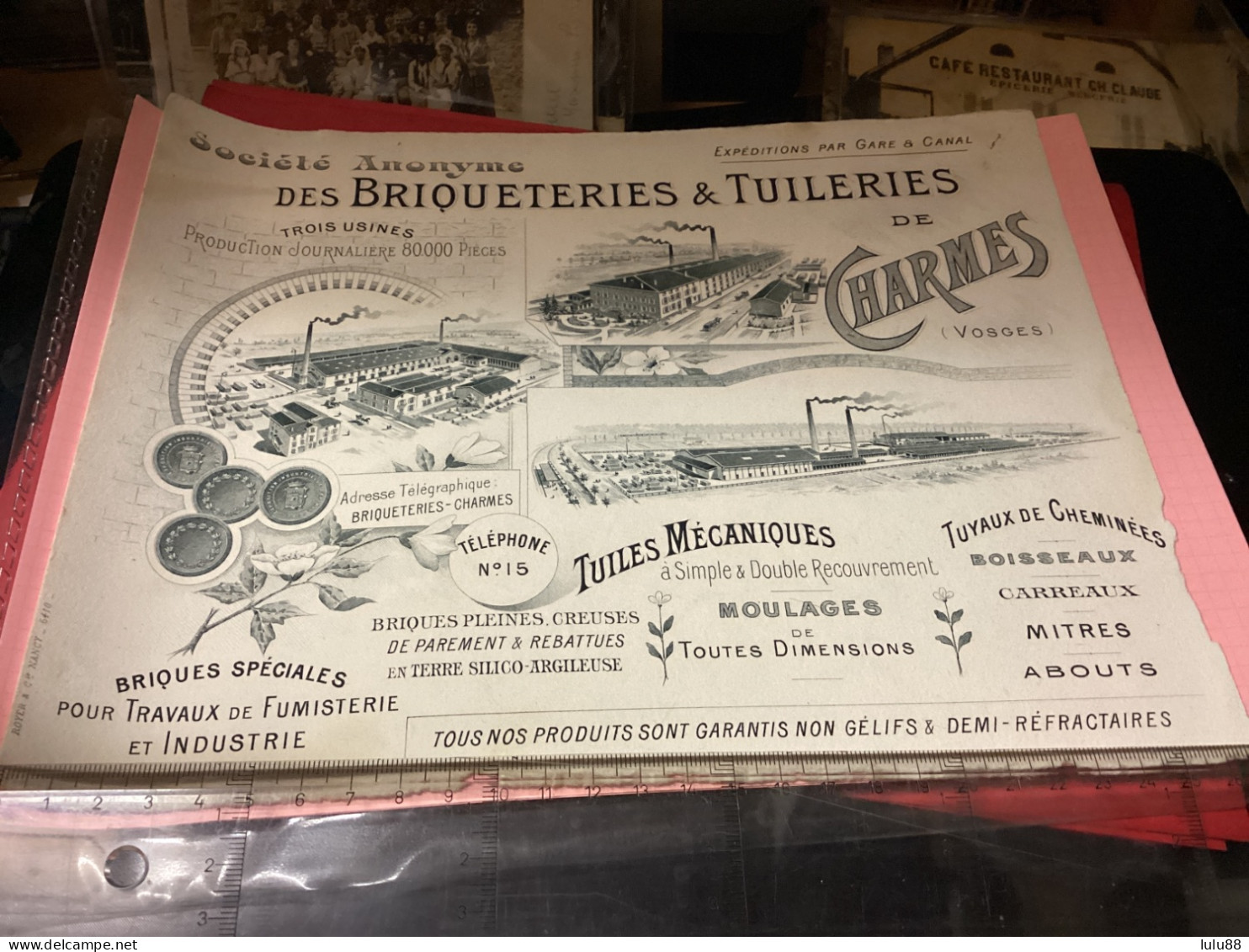 CHARMES. Buvard Sur  Briqueteries Tuileries. Document RARE - Charmes