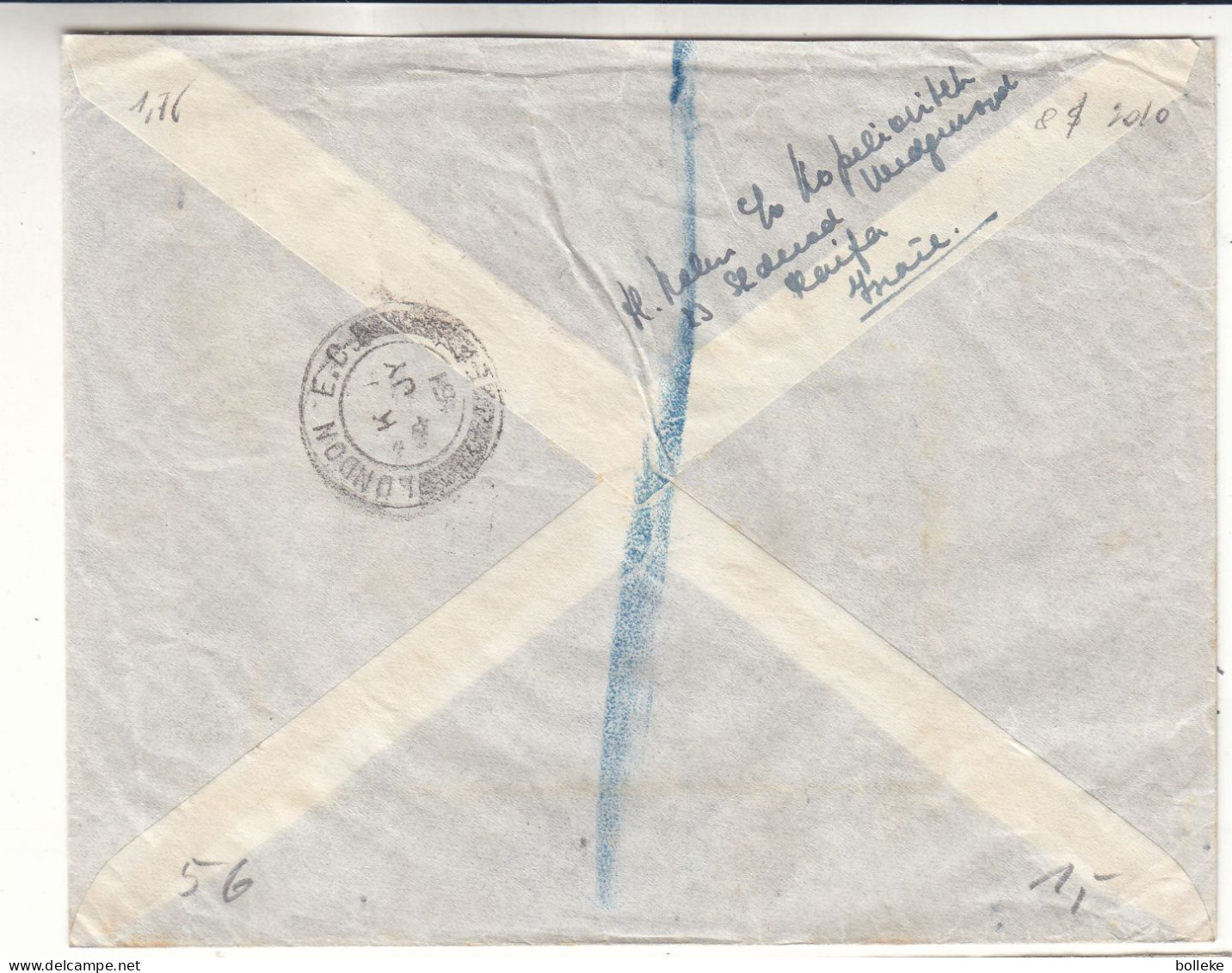 Israël - Lettre Exprès De 1951 - Oblit Haifa - Avec Griffe Exprès Fee Paid - Exp Vers London - - Lettres & Documents