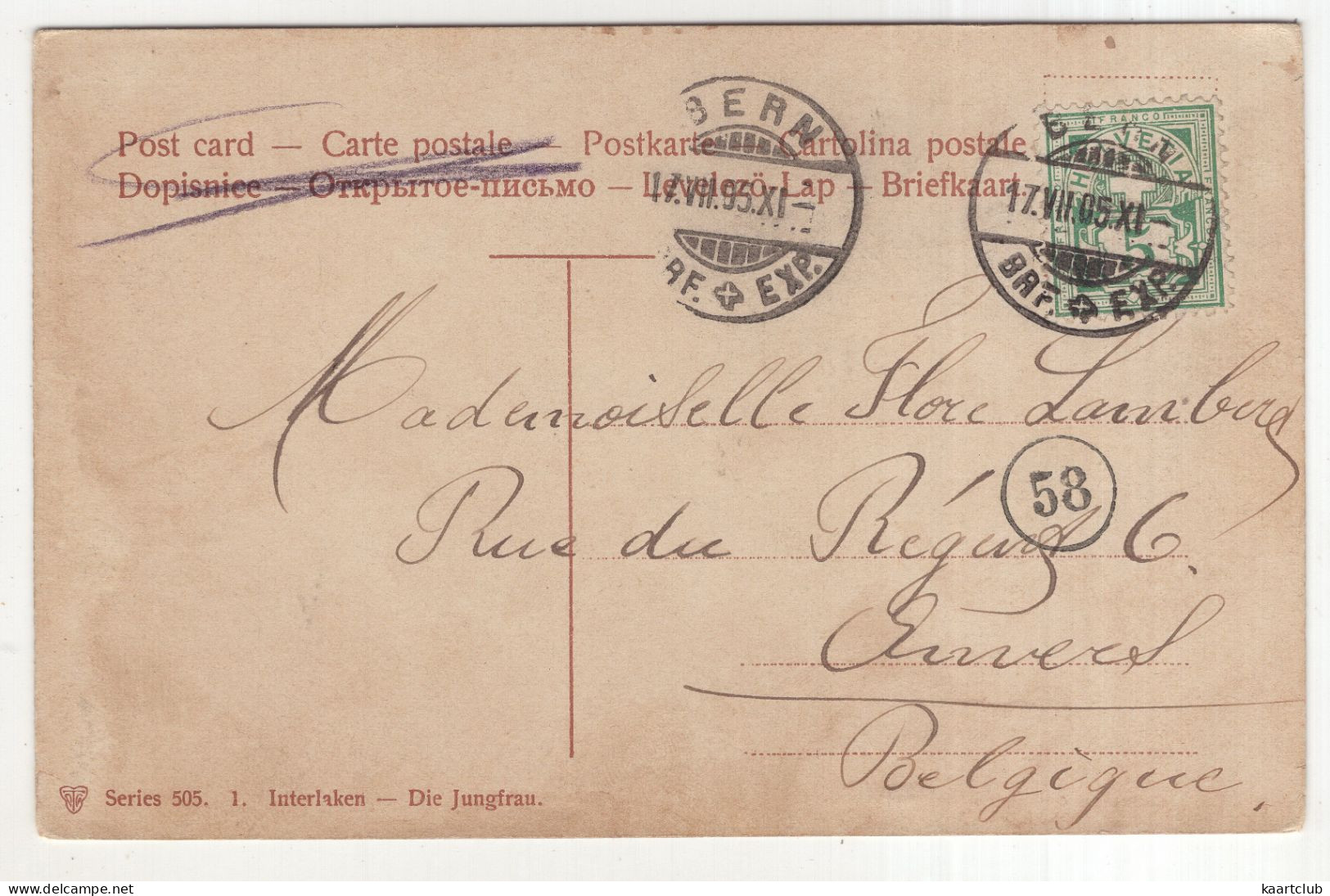 Interlaken - Die Jungfrau - (Schweiz/Suisse/Switzerland) - 1905 - Serie 505. 1. - Interlaken