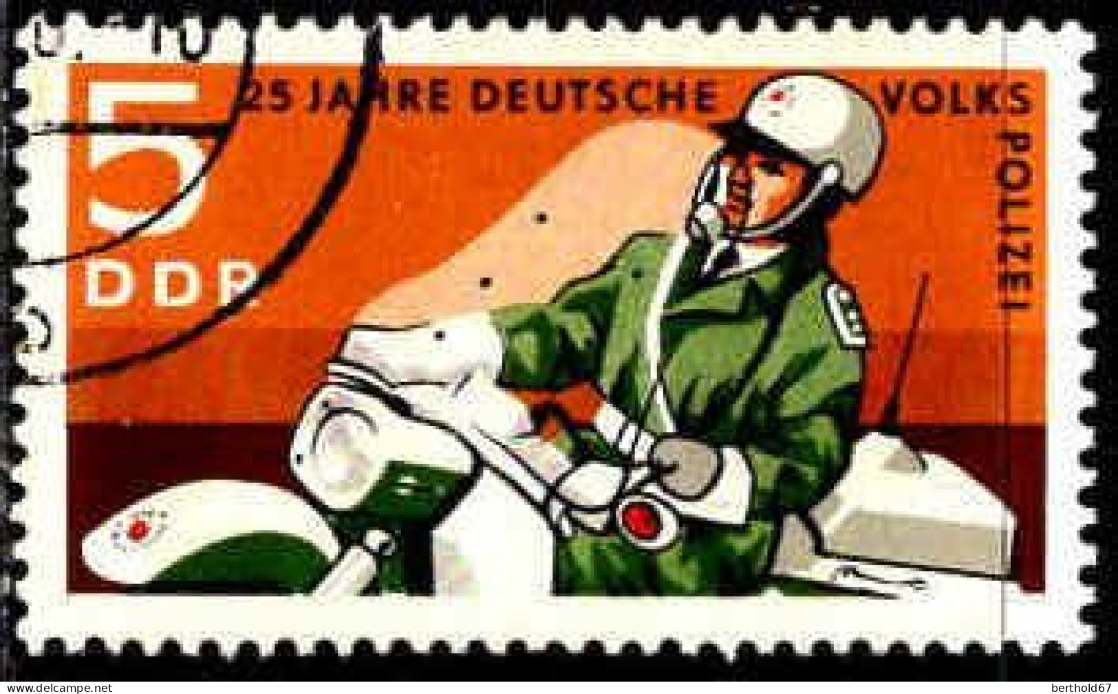 Rda Poste Obl Yv:1292 Mi:1579 25 Jahre Deutsche Volkspolizei (Beau Cachet Rond) - Police - Gendarmerie