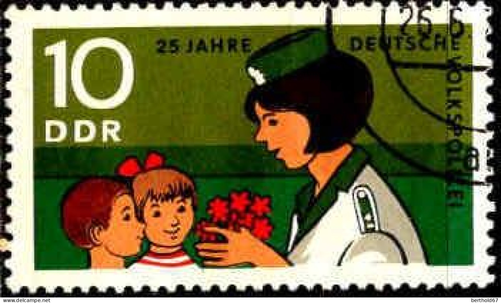 Rda Poste Obl Yv:1293 Mi:1580 25 Jahre Deutsche Volkspolizei (Beau Cachet Rond) - Policia – Guardia Civil