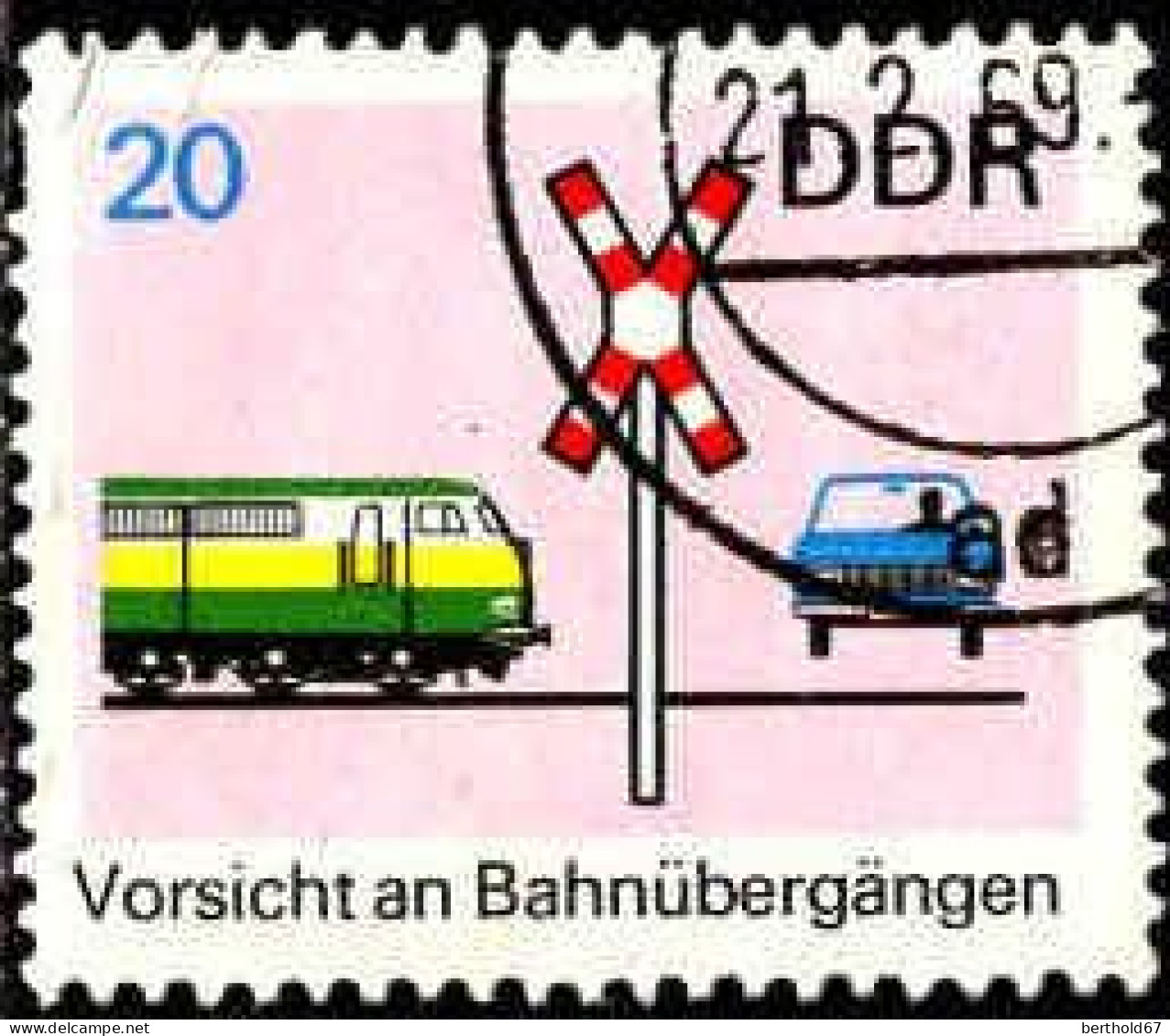 Rda Poste Obl Yv:1142 Mi:1446 Vorsicht An Bahnübergängen (TB Cachet Rond) - Treni