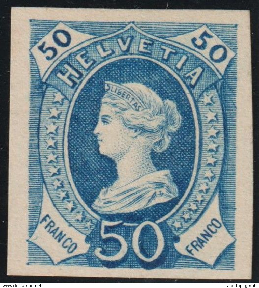 Schweiz Stehende Helvetia Essais 50 Rp. Blau - Used Stamps