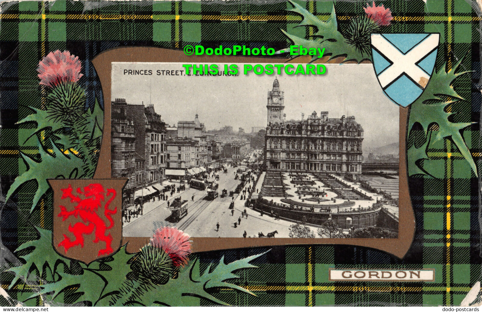 R417783 Edinburgh. Princes Street. E. Gordon. F. Hartmann. Real Glossy Tartan Se - Monde