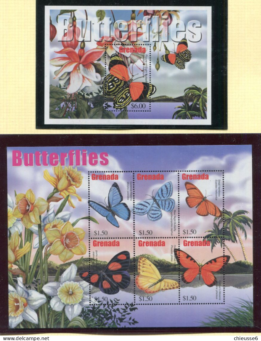 Grenade ** N° 4219 à 4224 - Bloc 633 - Papillons Et Fleurs - Grenada (1974-...)