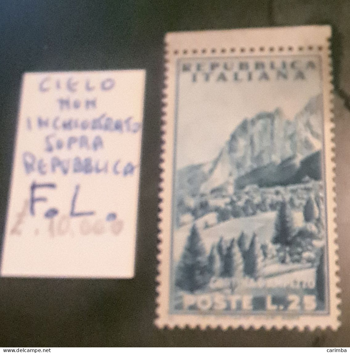 1953 TURISTICA CORTINA FILIGRANA LETTERE CIELO BIANCO SOPRA REPUBBLICA - 1946-60: Nieuw/plakker