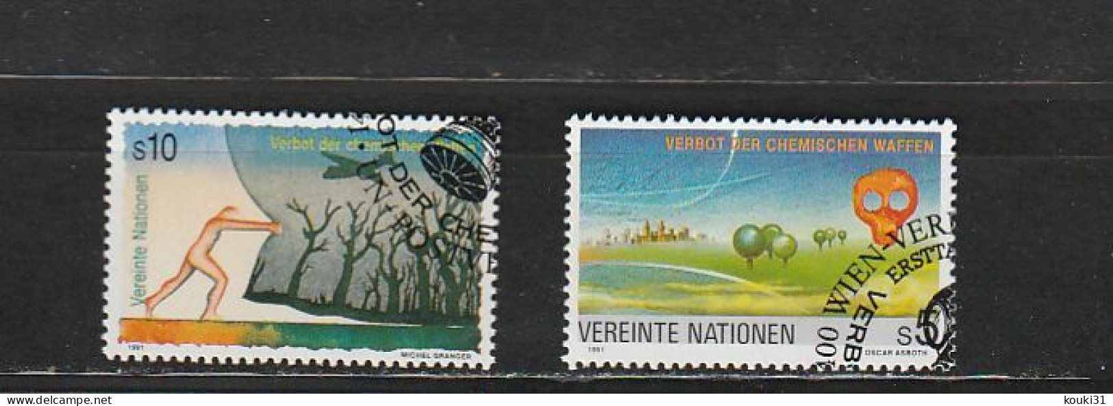 Nations Unies (Vienne) YT 127/8 Obl : Interdiction Des Armes Chimiques  - 1991 - Usati