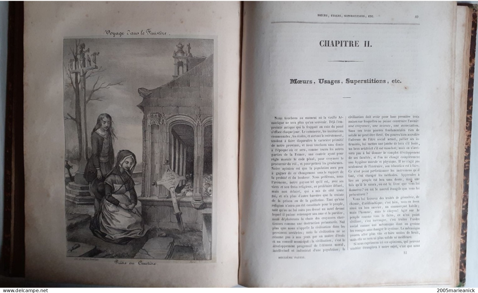 BRETAGNE: 1er volume VOYAGE DANS LE FINISTERE en 1794-1795, second volume VOYAGE DANS LE FINISTERE en 1836