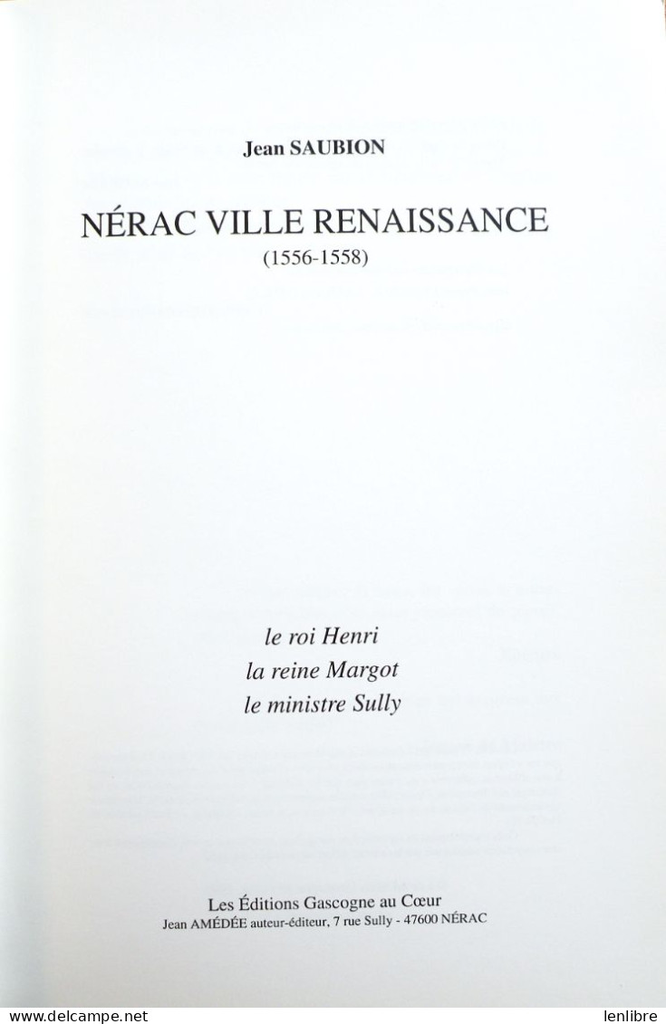 NERAC VILLE RENAISSANCE. 1556-1588. Jean Saubion. 1995. - Aquitaine