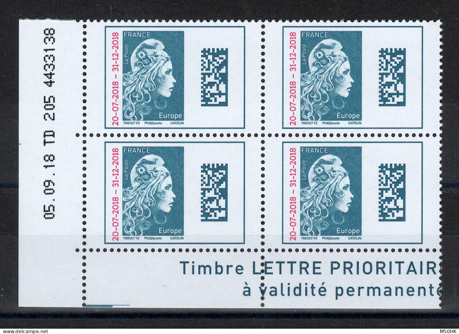 Coin Daté - YV 5270 N** MNH Luxe En Coin Daté Complet Du 05.09.18 - 2010-2019